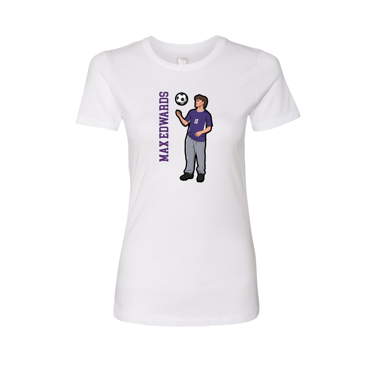 Womens Tee — Name Vertical in White
