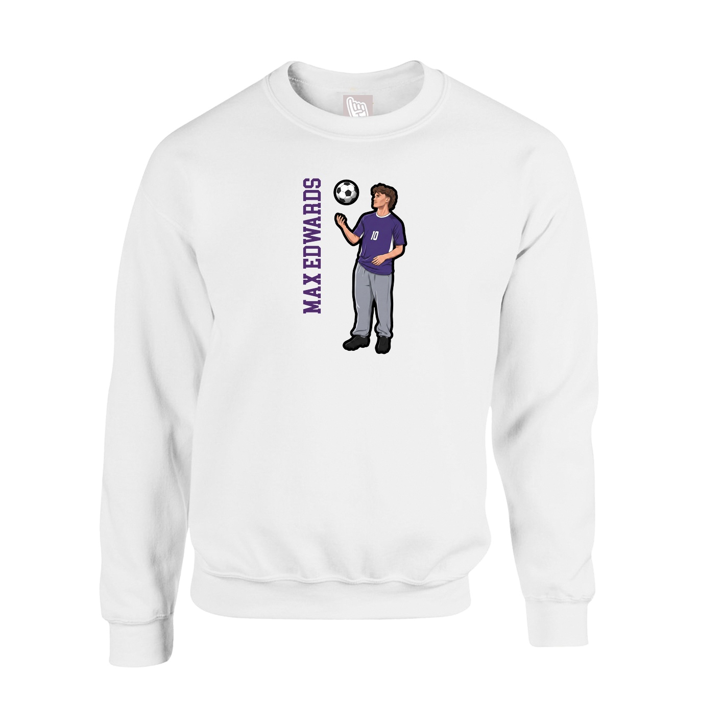 Fleece Crew — Name Vertical in White