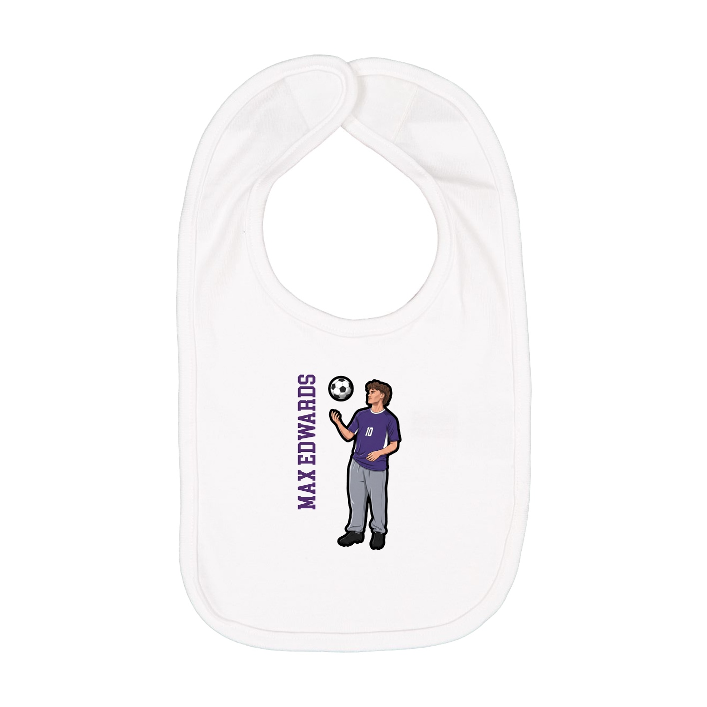 Infant Bib — Name Vertical in White