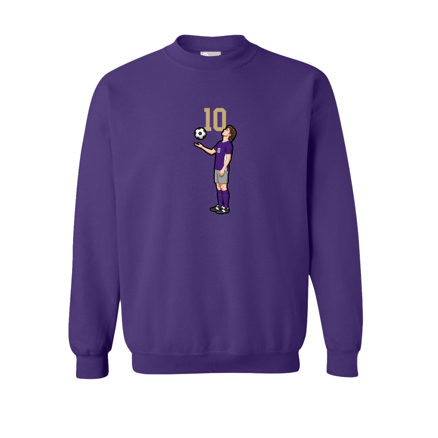 Fleece Crew — Number Top in Purple