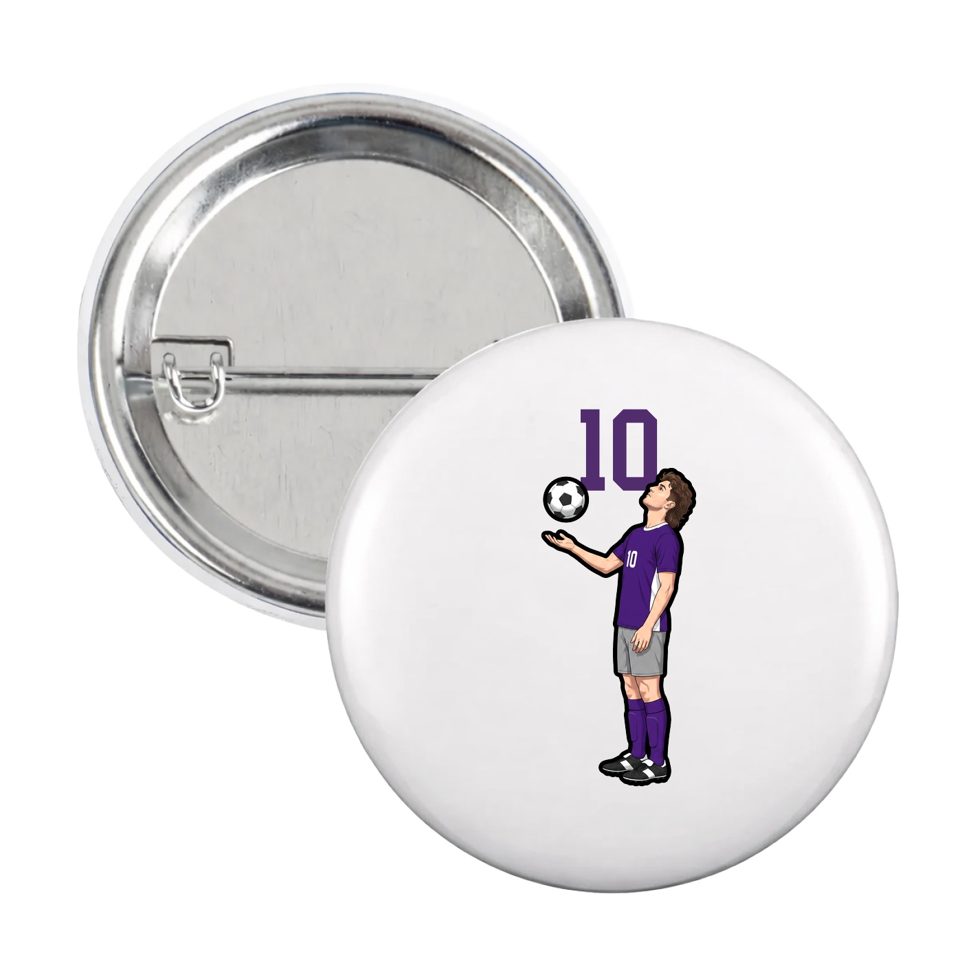 Game Day Button — Number Top in White