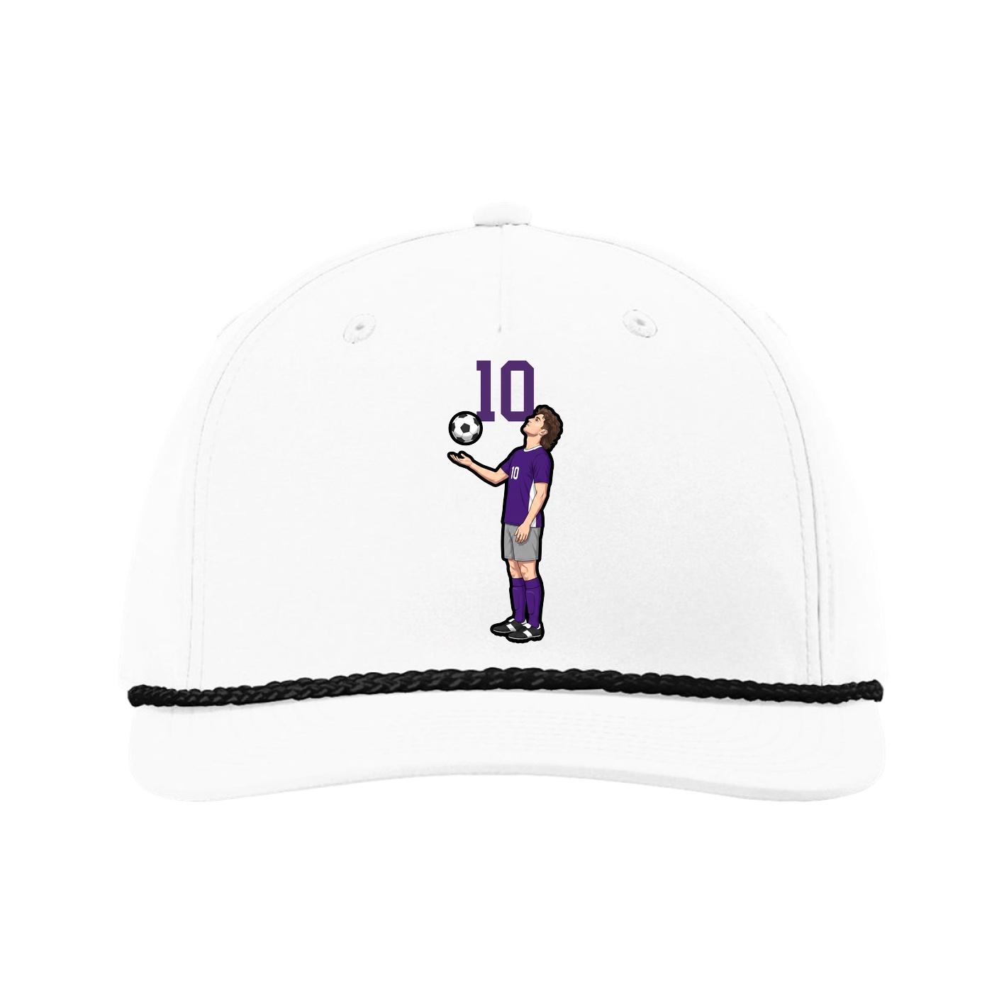 Five-Panel Classic Rope Cap — Number Top in White