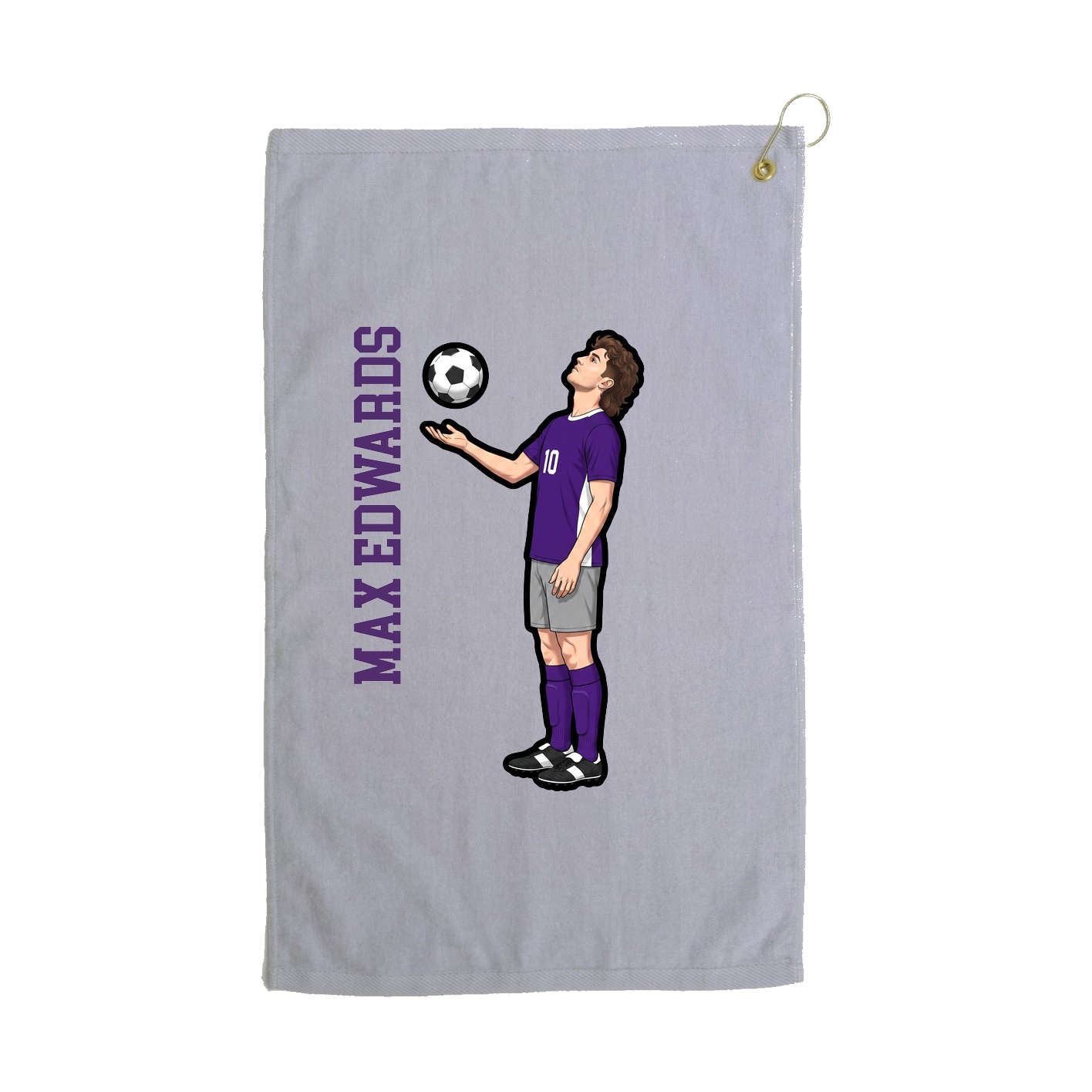 Golf Towel — Name Vertical in Grey