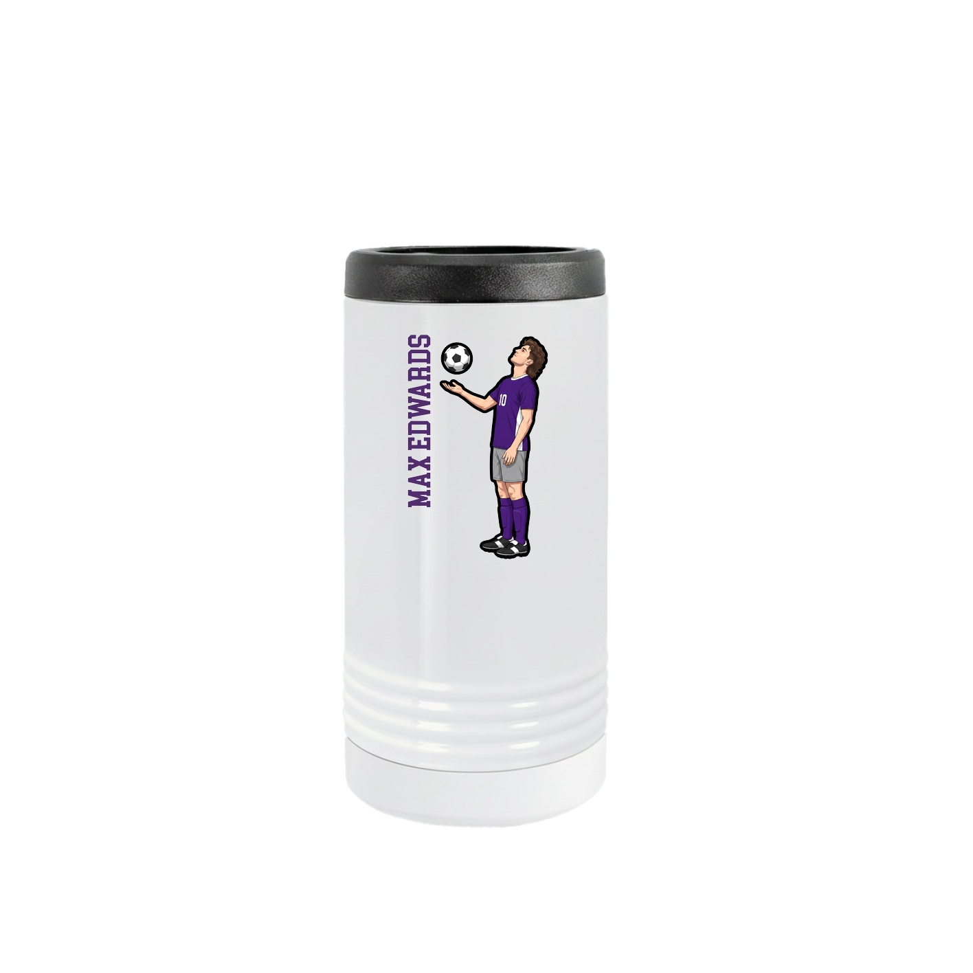 Slim Beverage Holder — Name Vertical in White