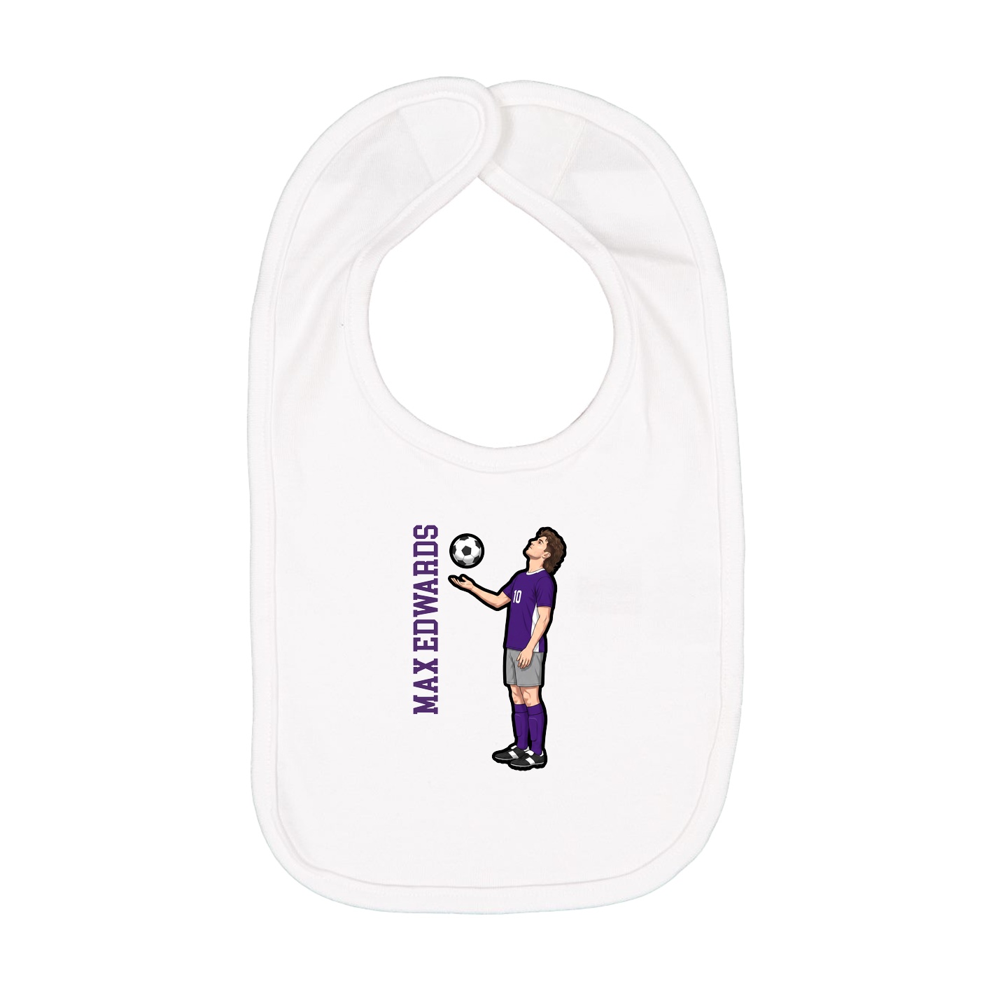 Infant Bib — Name Vertical in White