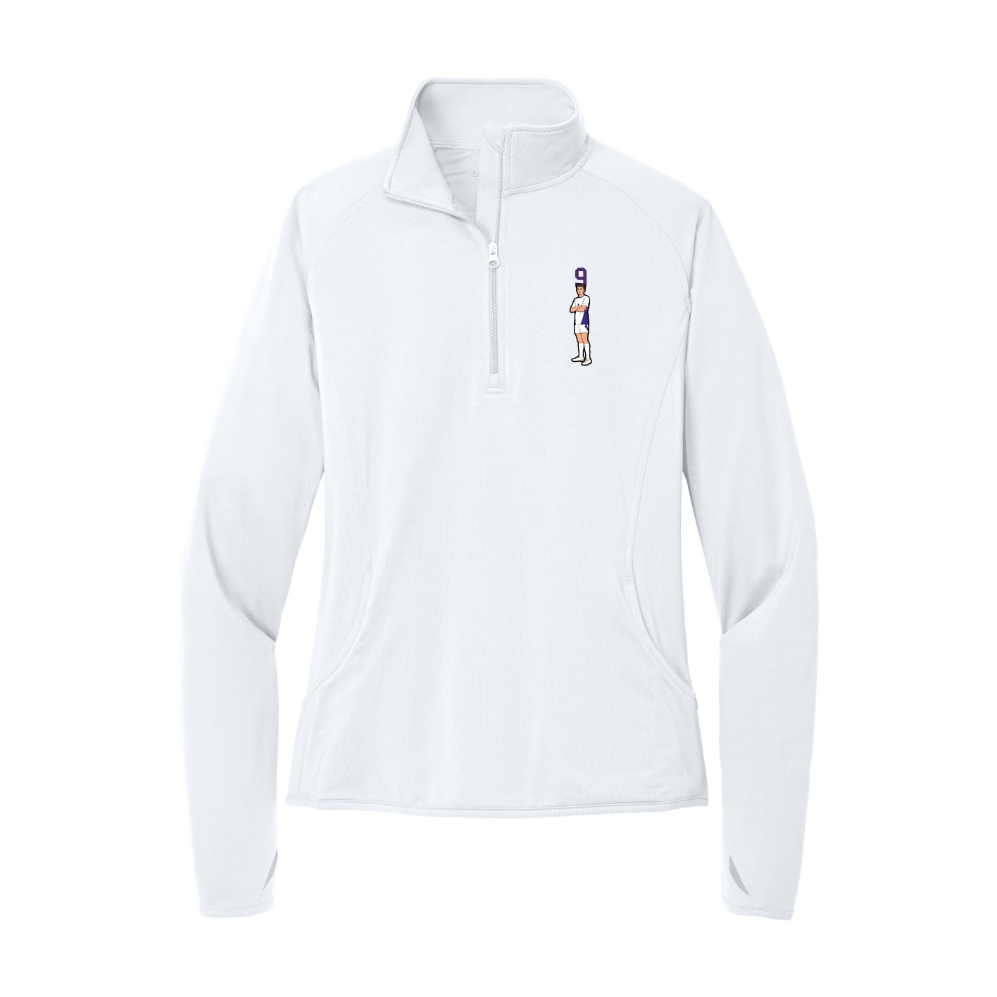 Women's Q-Zip Pullover — Number Top in White