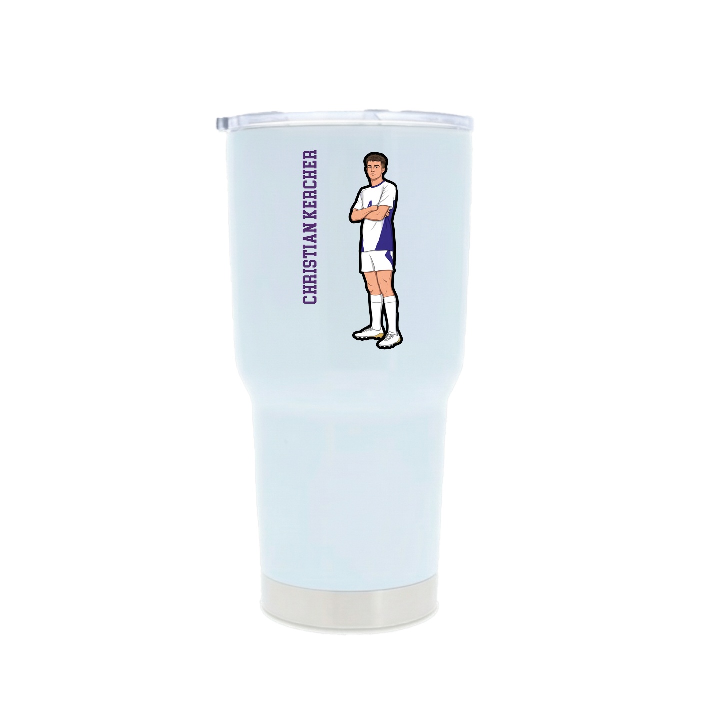 30oz Stainless Steel Tumbler — Name Vertical in White