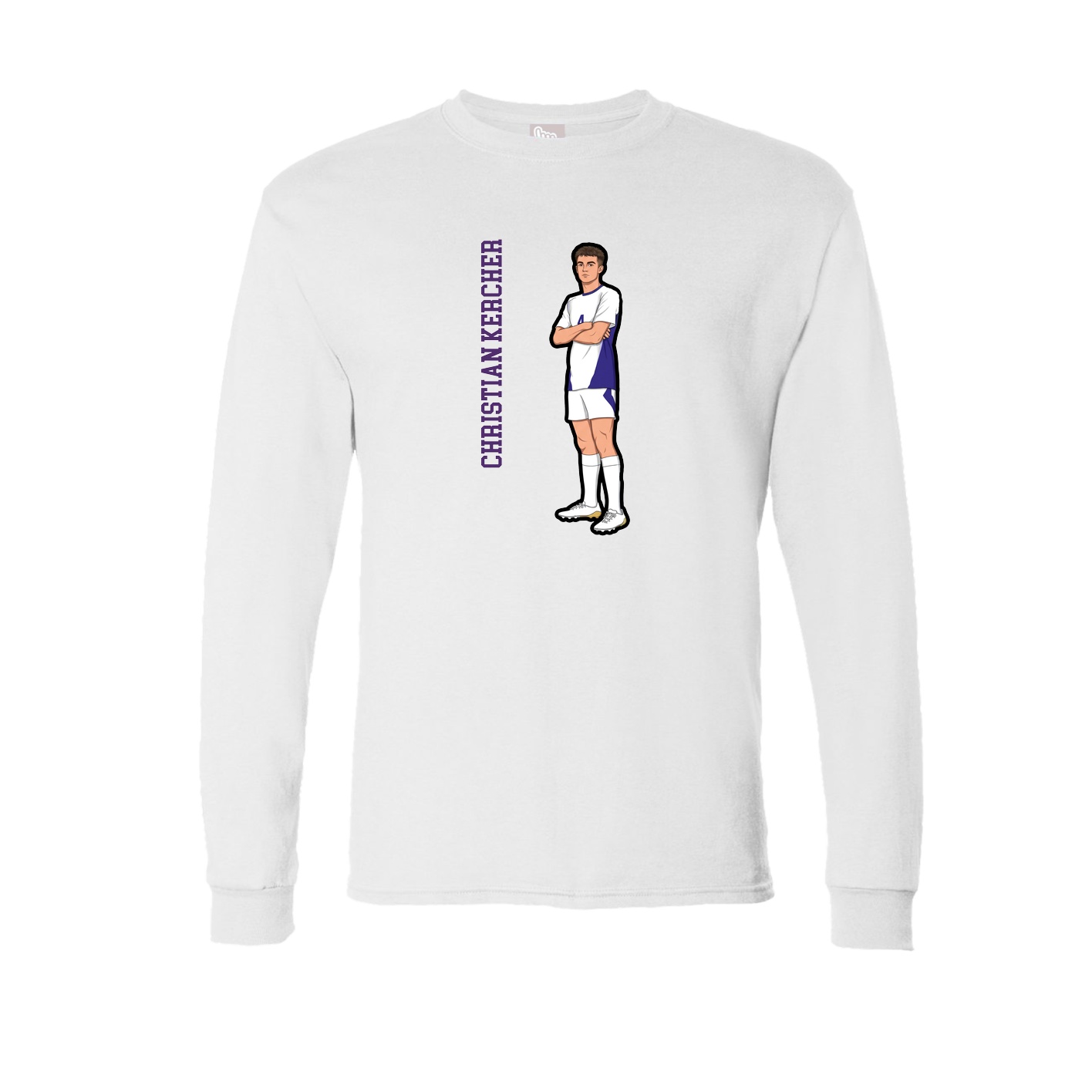 Long Sleeve Tee — Name Vertical in White