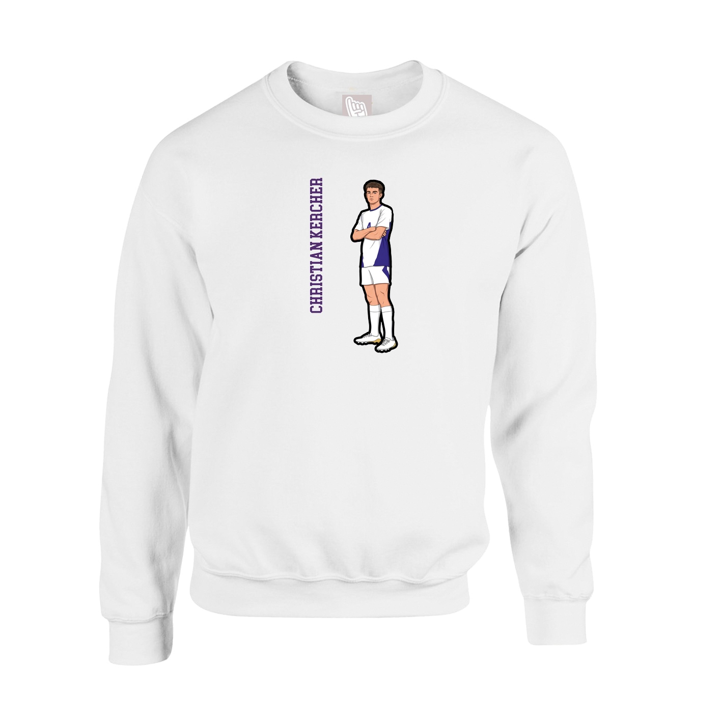 Fleece Crew — Name Vertical in White