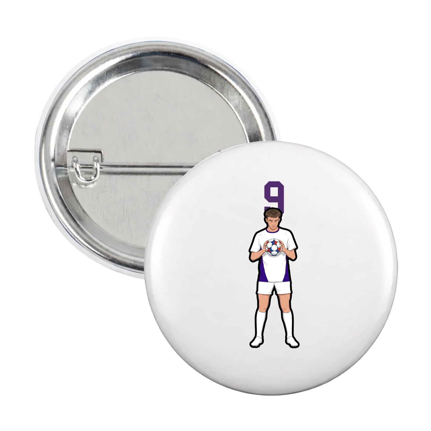 Game Day Button — Number Top in White