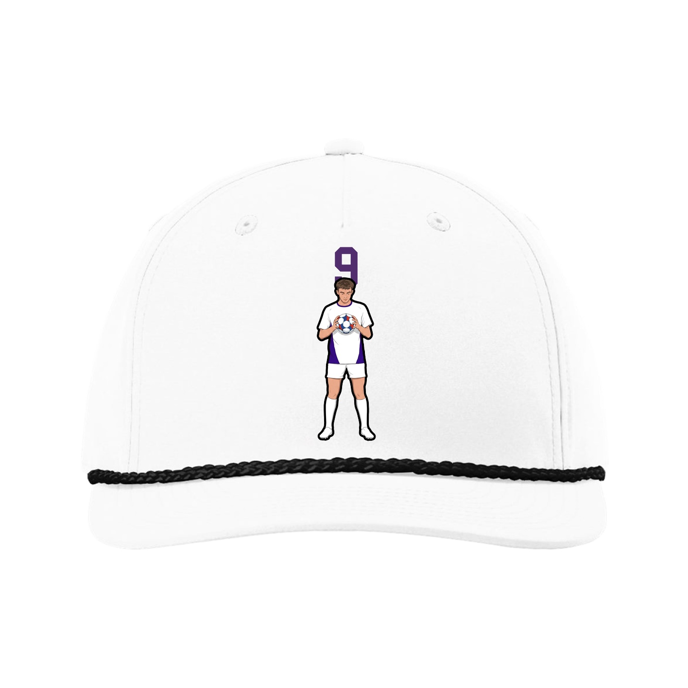Five-Panel Classic Rope Cap — Number Top in White
