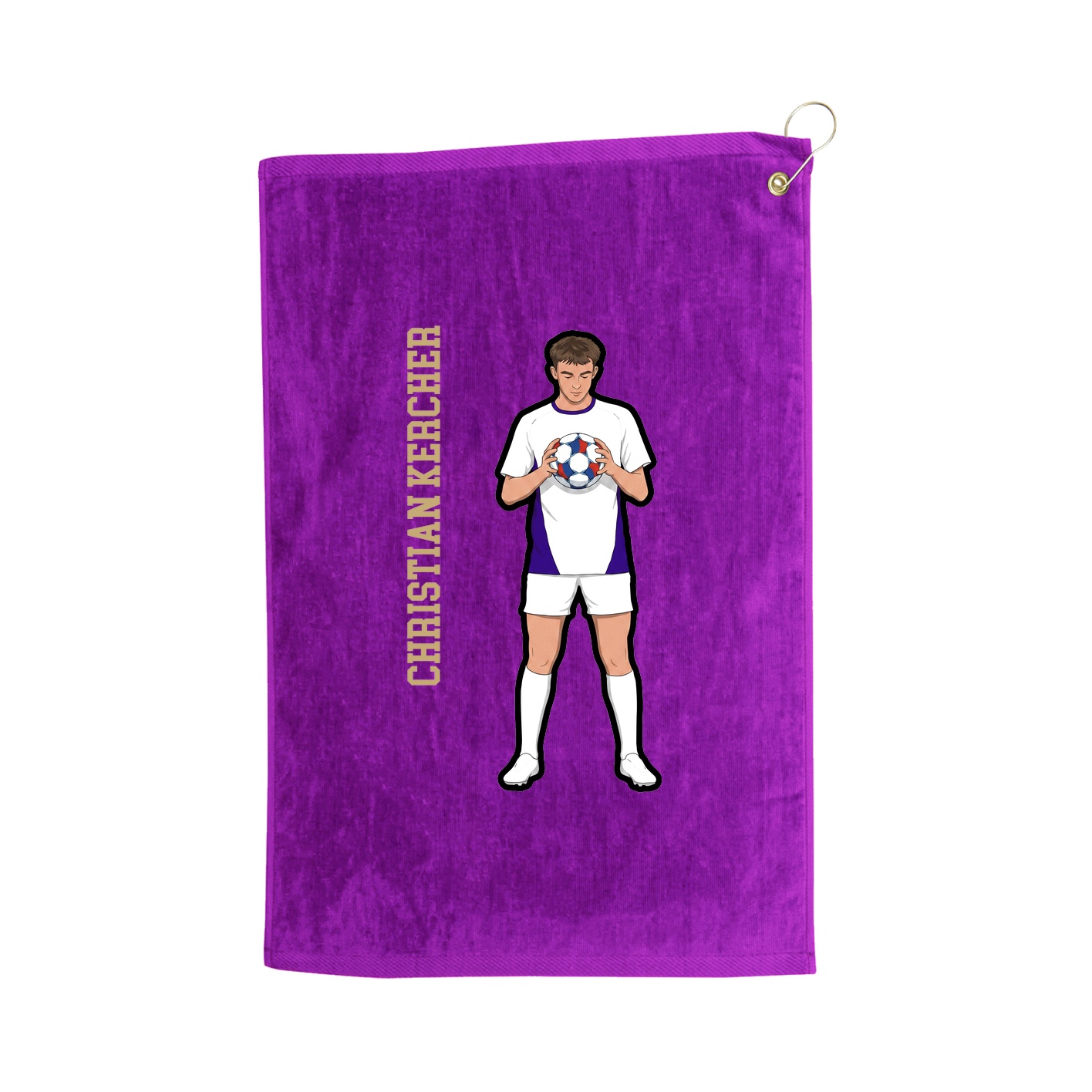Golf Towel — Name Vertical in Purple