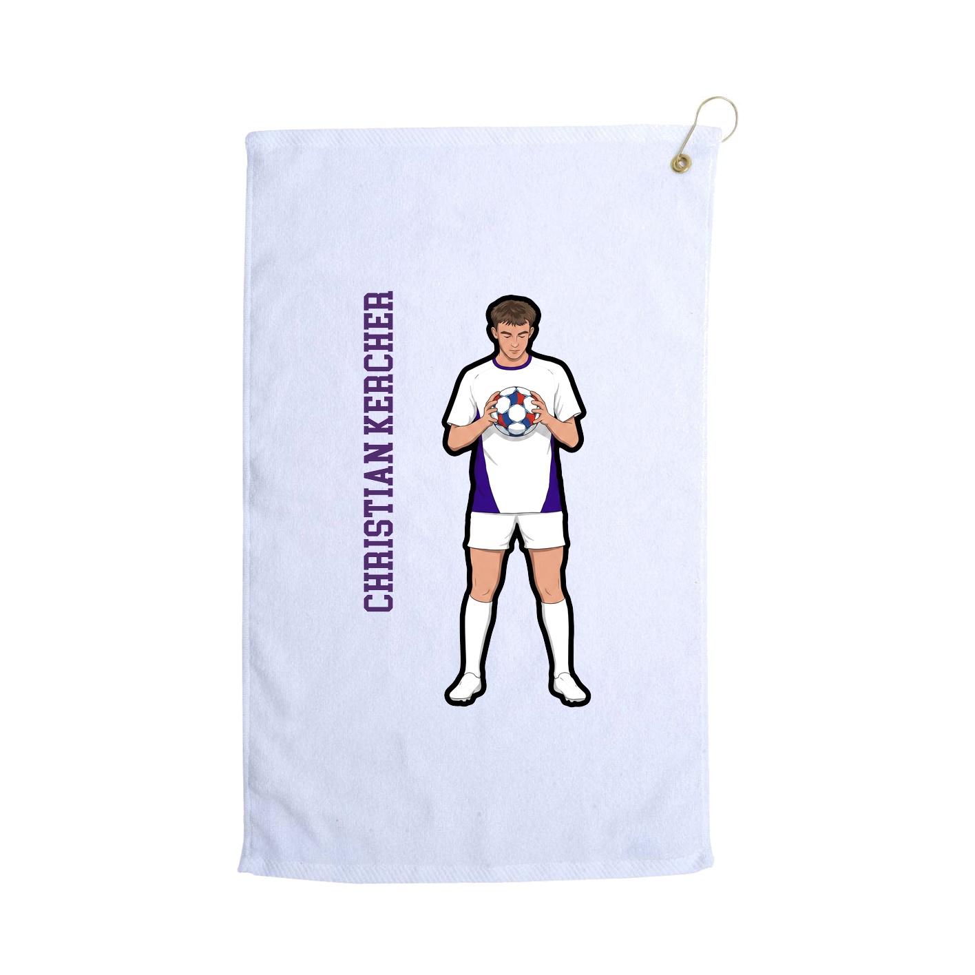 Golf Towel — Name Vertical in White