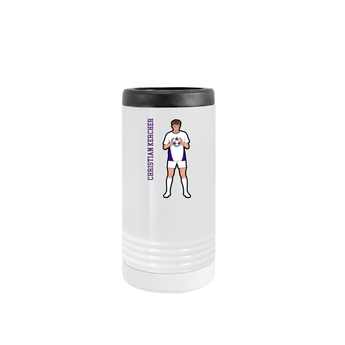 Slim Beverage Holder — Name Vertical in White