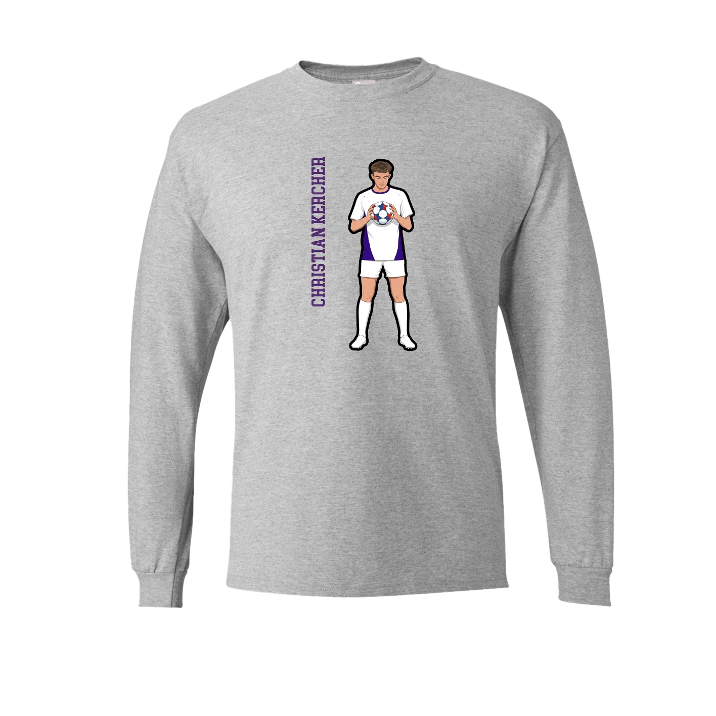 Long Sleeve Tee — Name Vertical in Grey