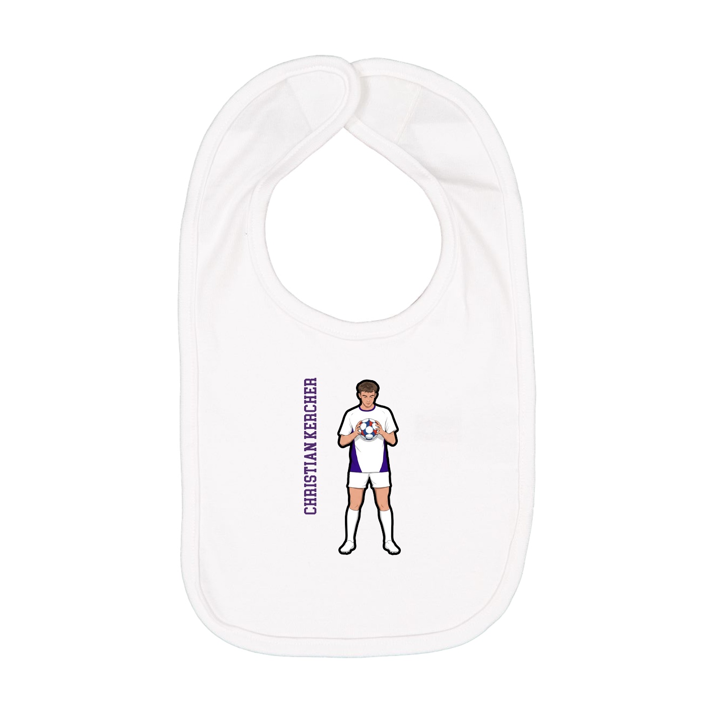 Infant Bib — Name Vertical in White