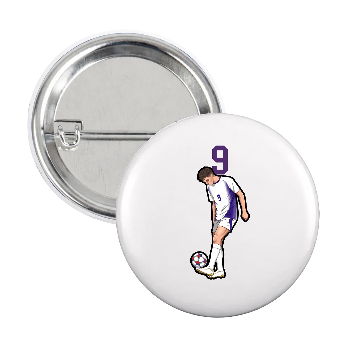 Game Day Button — Number Top in White