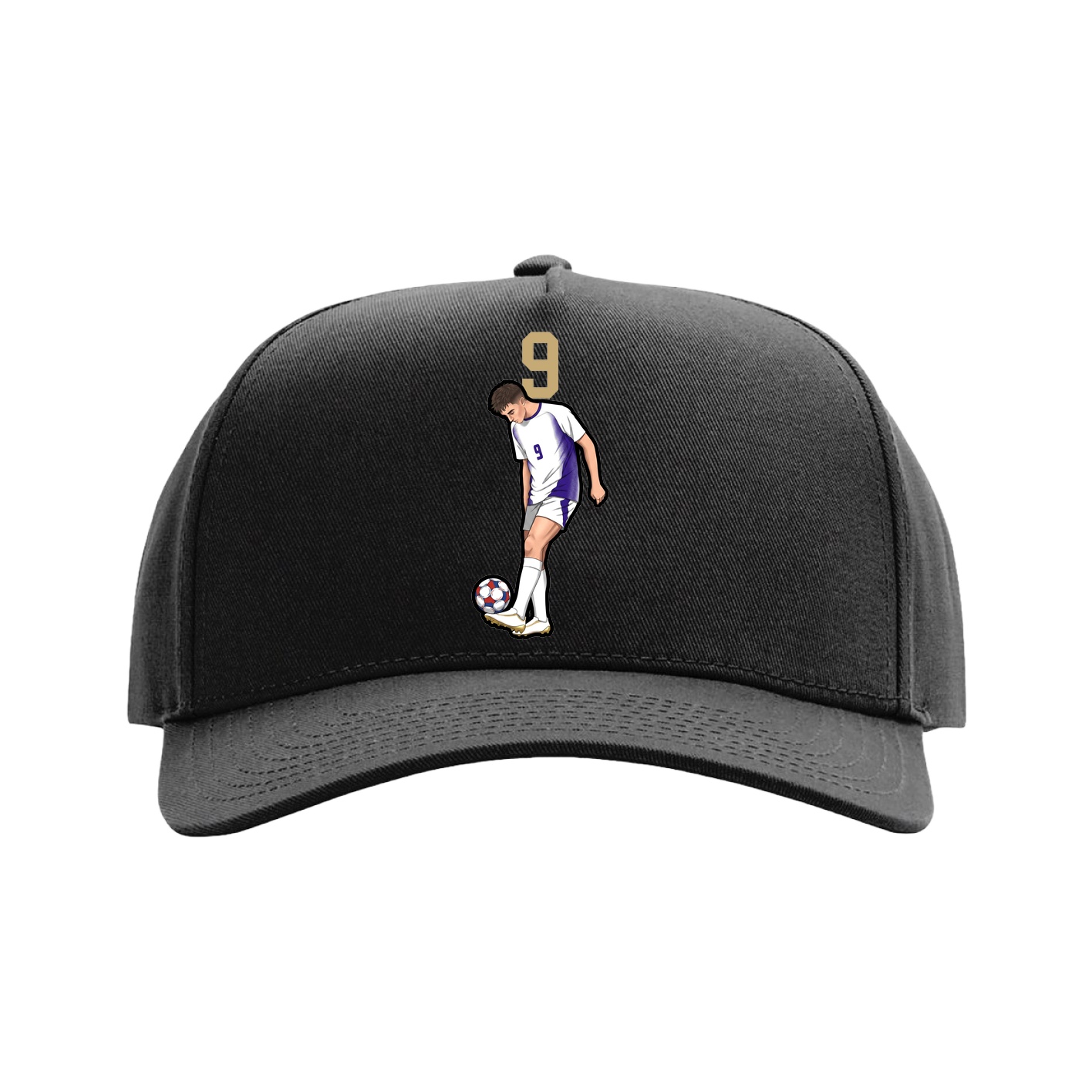 Full Fabric Five-Panel Champ Cap — Number Top in Black