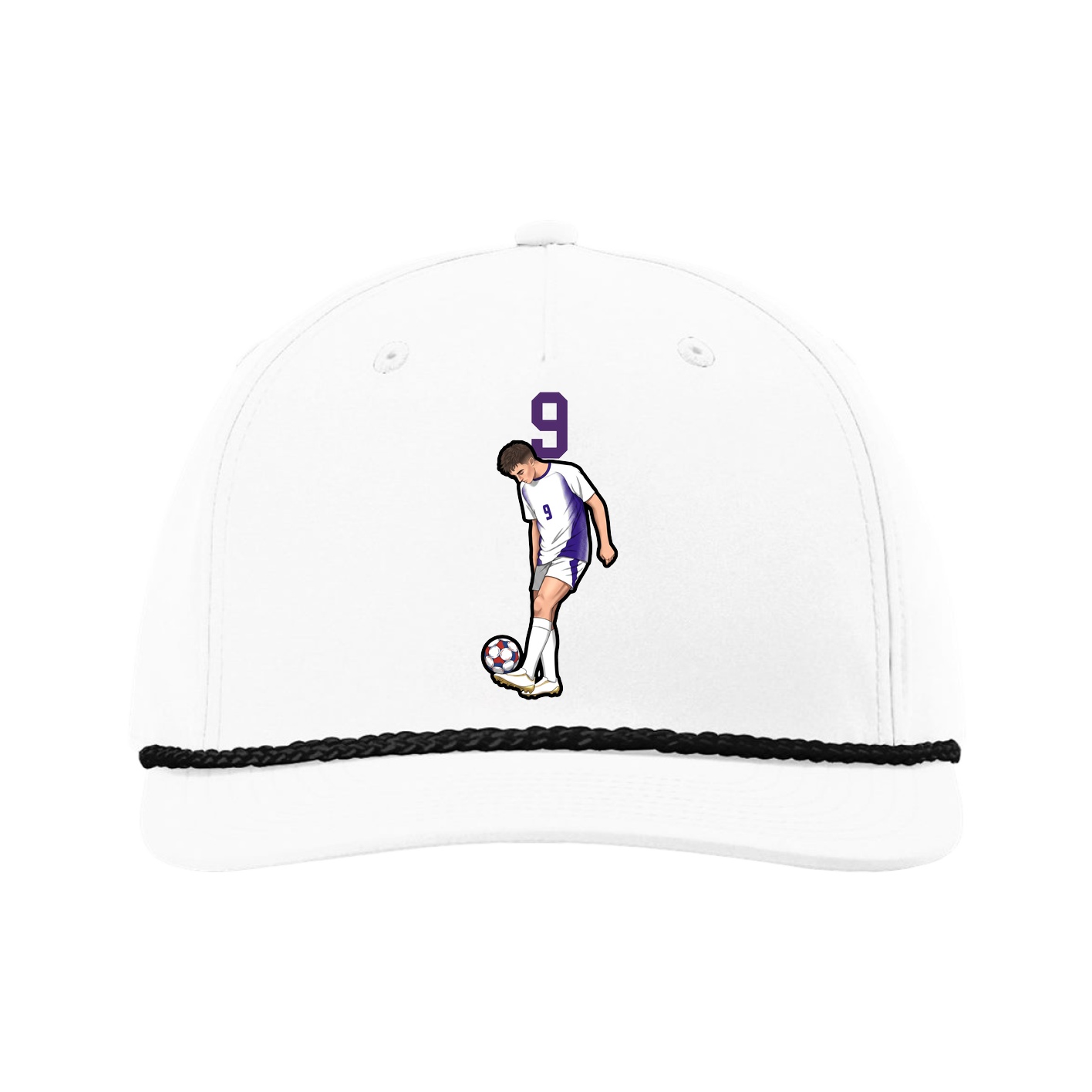 Five-Panel Classic Rope Cap — Number Top in White
