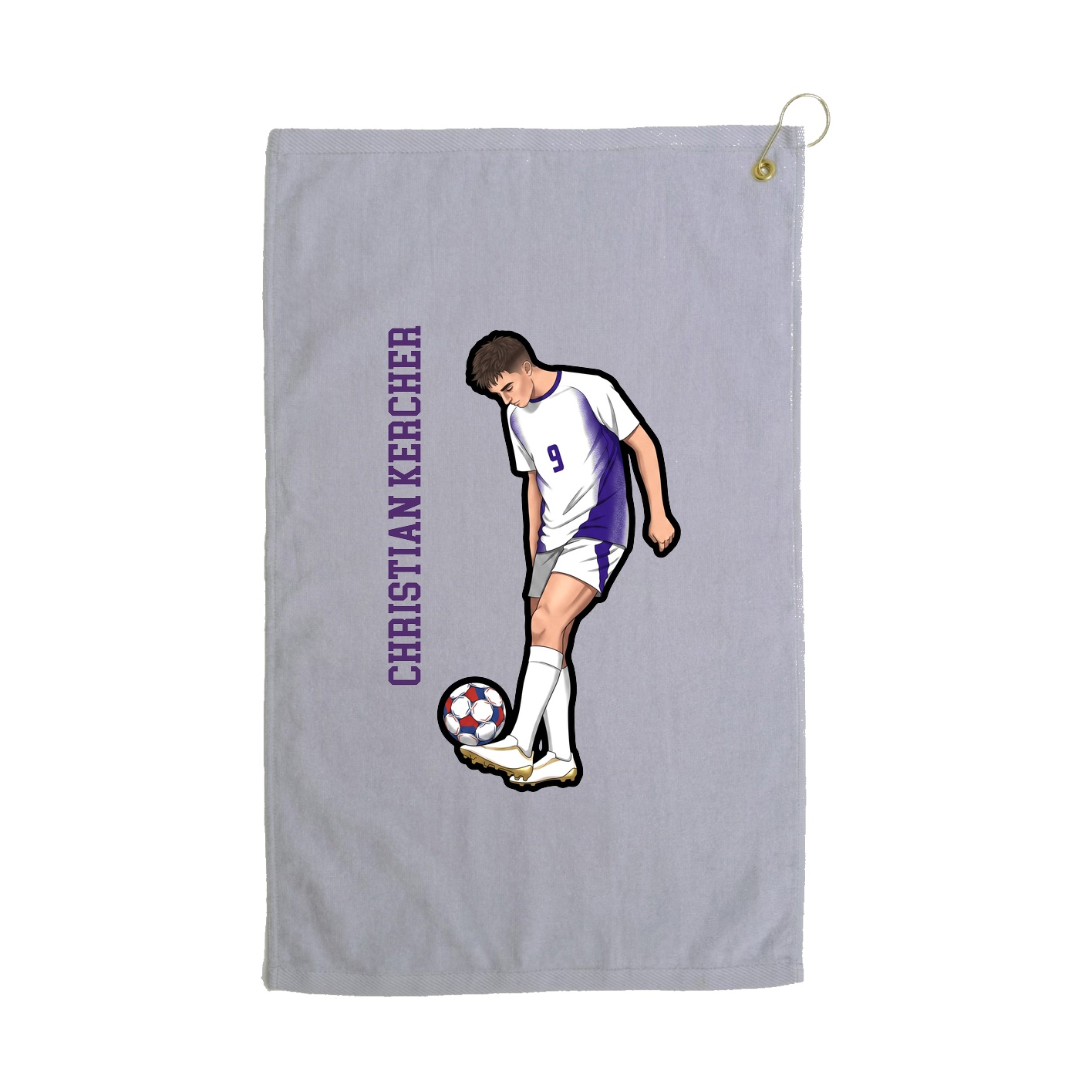 Golf Towel — Name Vertical in Grey