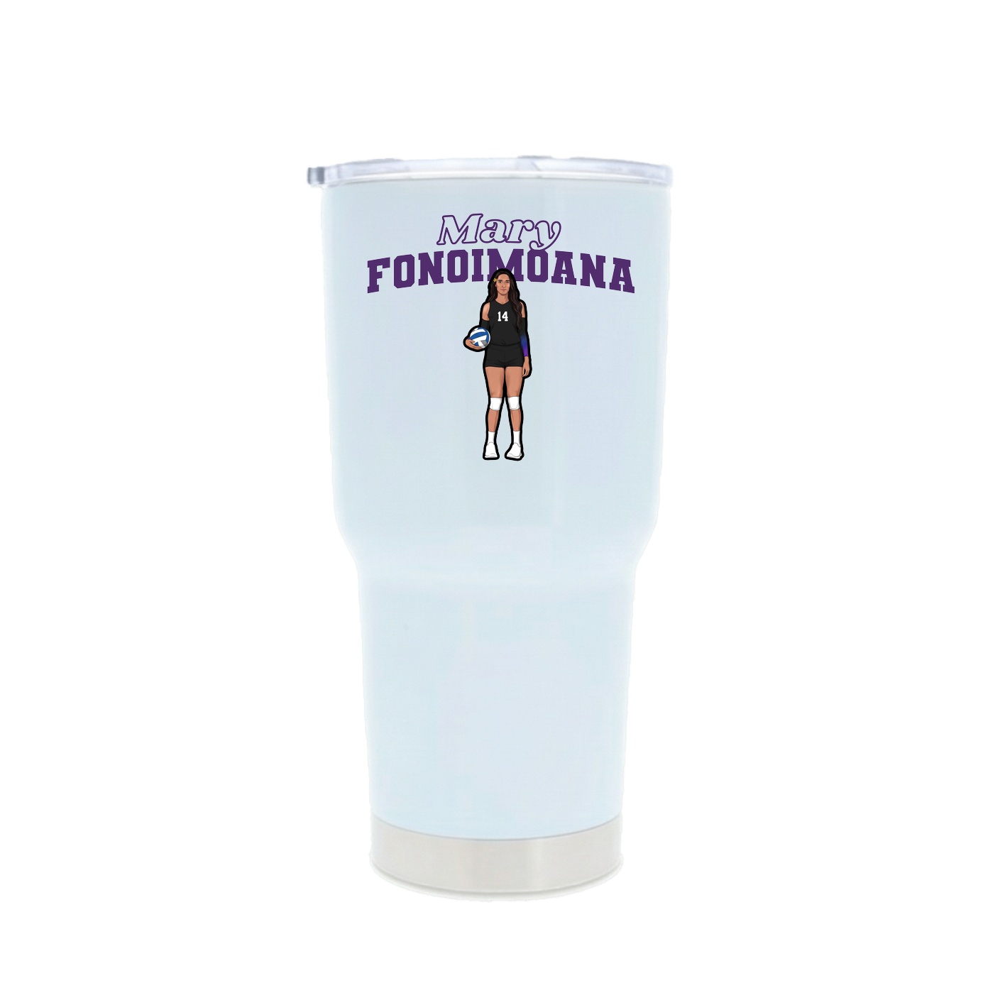 30oz Stainless Steel Tumbler — Name Arch in White