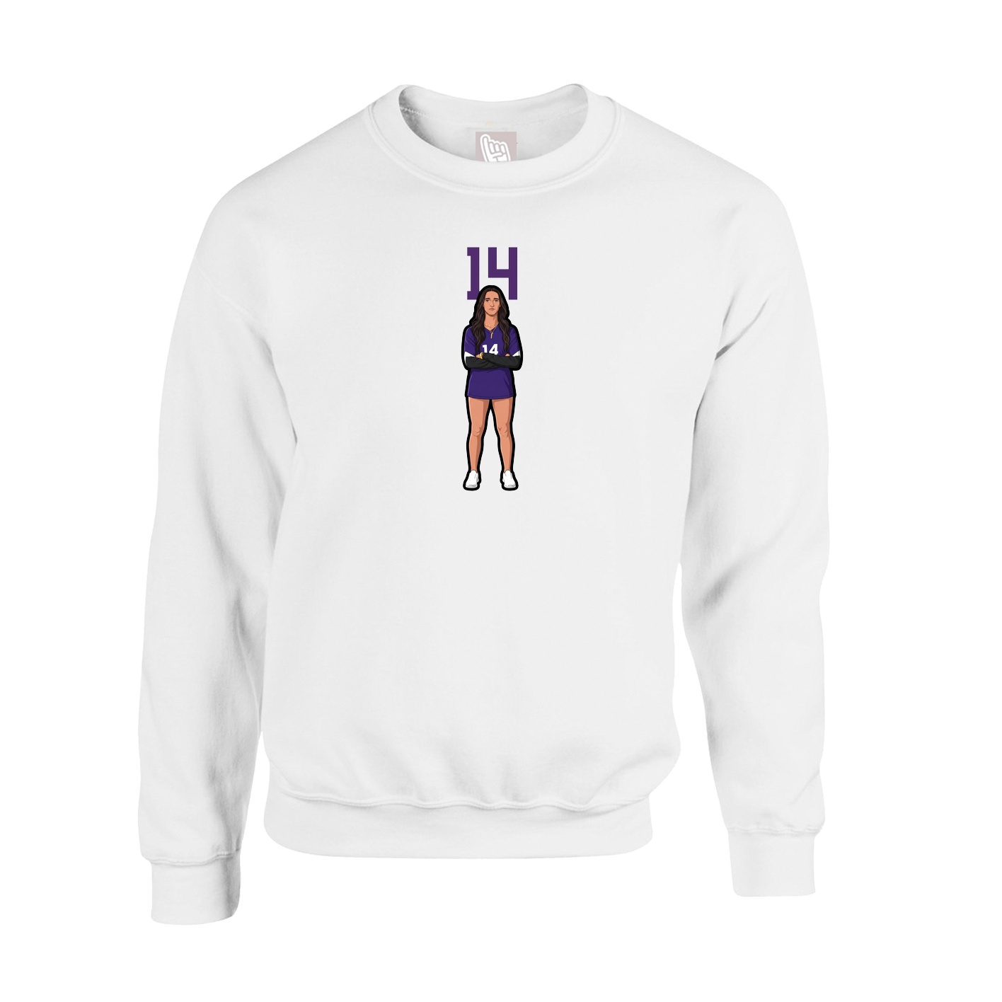 Fleece Crew — Number Top in White