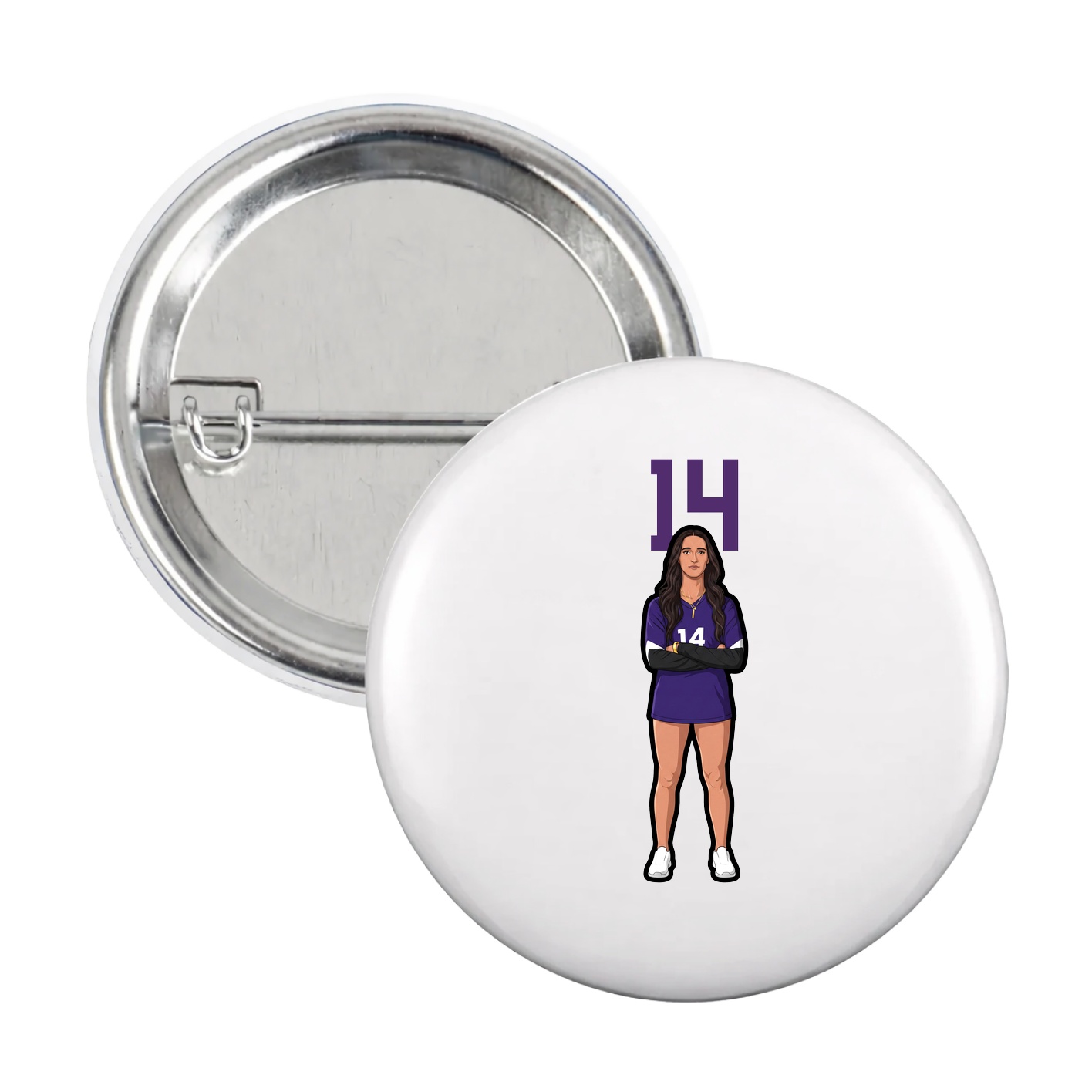 Game Day Button — Number Top in White
