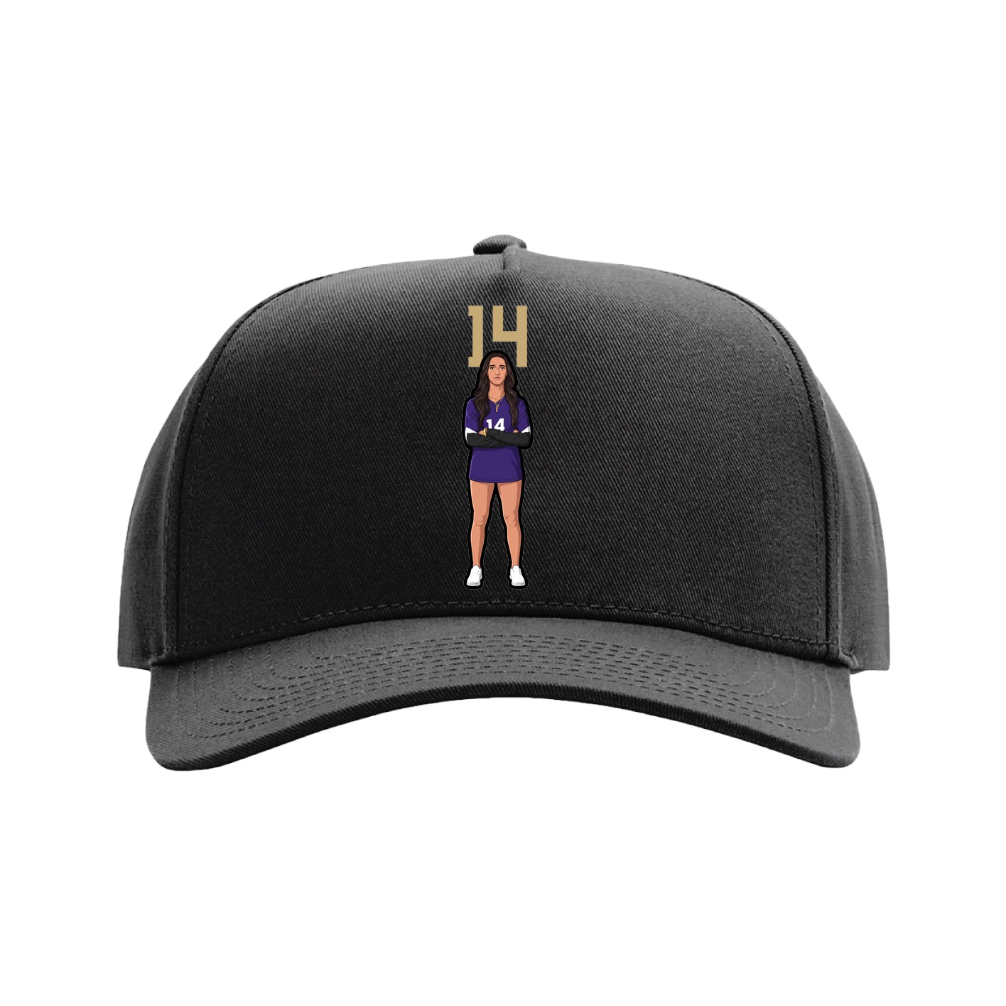 Full Fabric Five-Panel Champ Cap — Number Top in Black