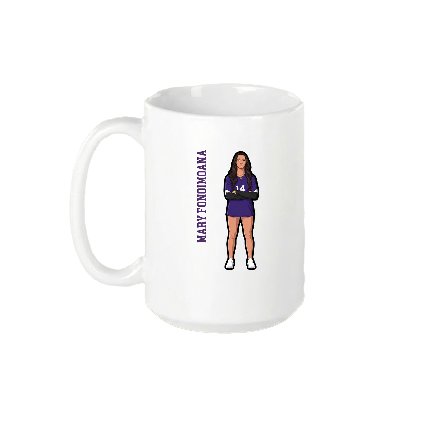 15oz Coffee Mug — Name Vertical in White