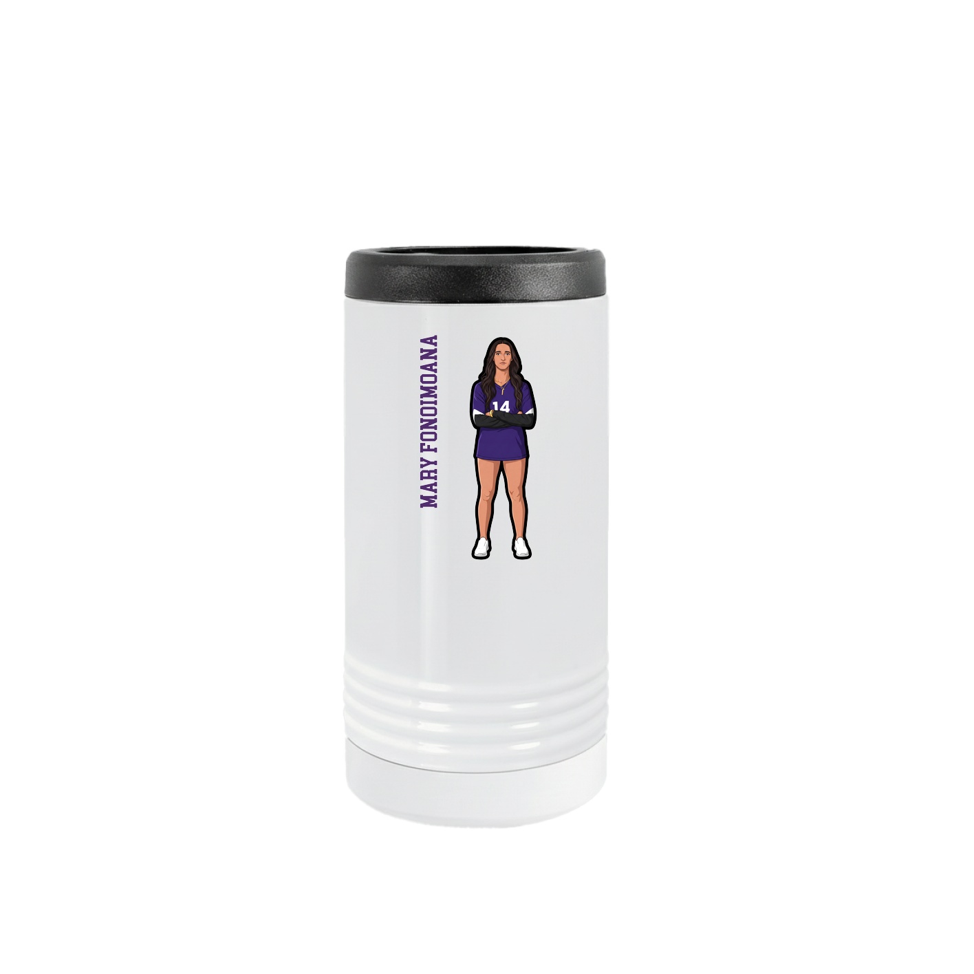 Slim Beverage Holder — Name Vertical in White