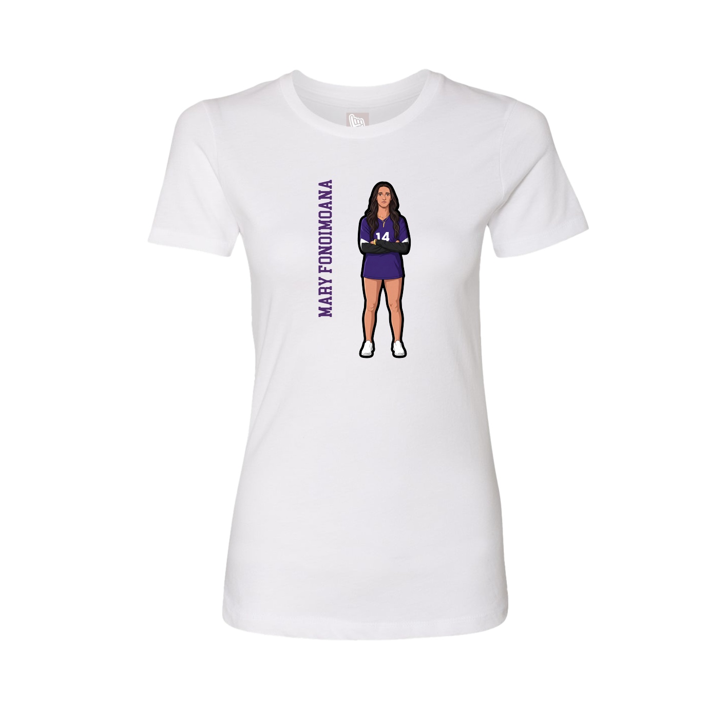 Fitted Women's Tee — Name Vertical in White