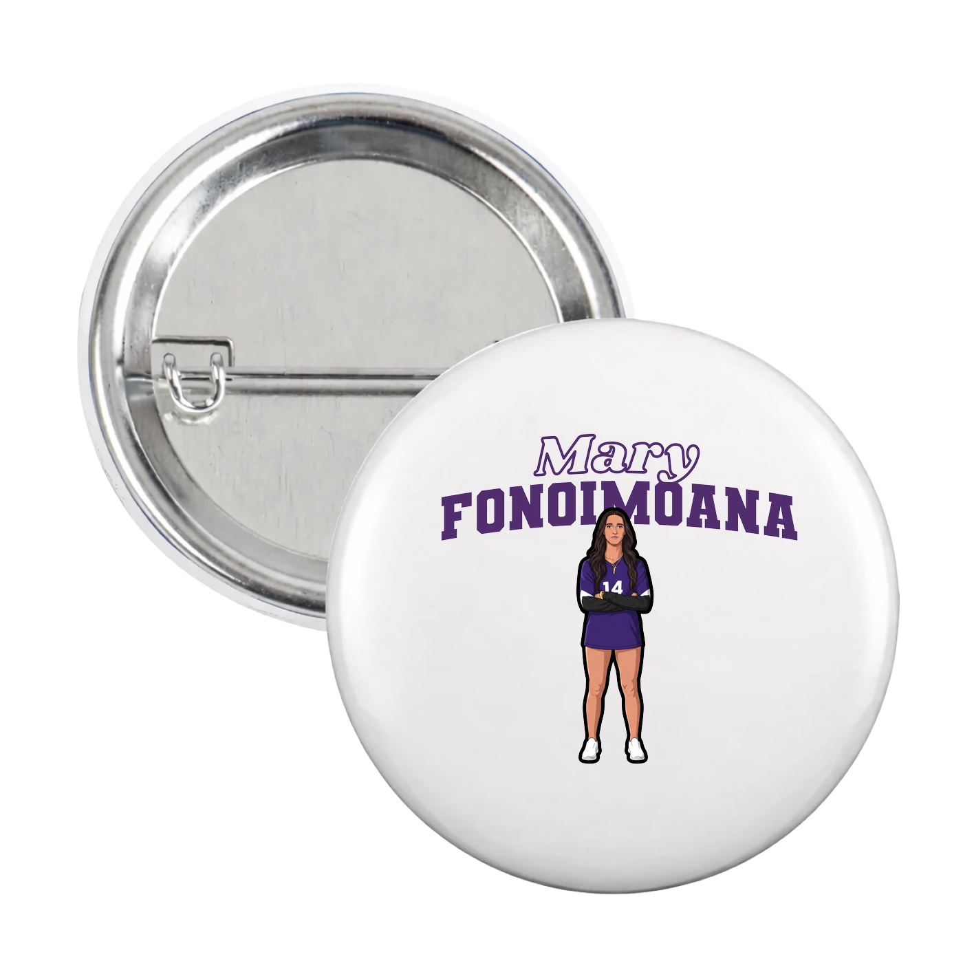 Game Day Button — Name Arch in White