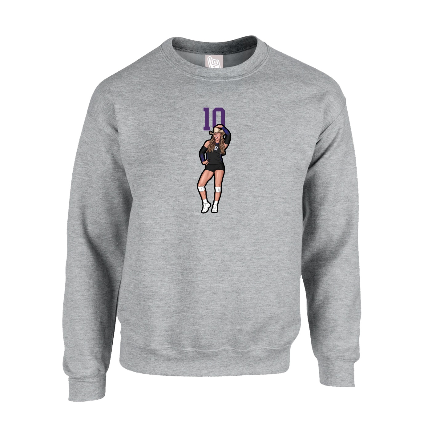 Fleece Crew — Number Top in Grey