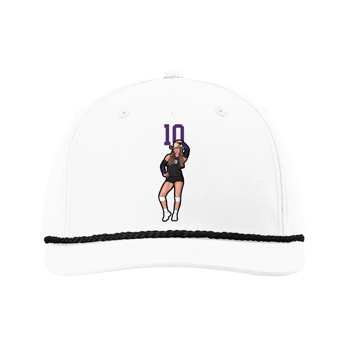 Five-Panel Classic Rope Cap — Number Top in White