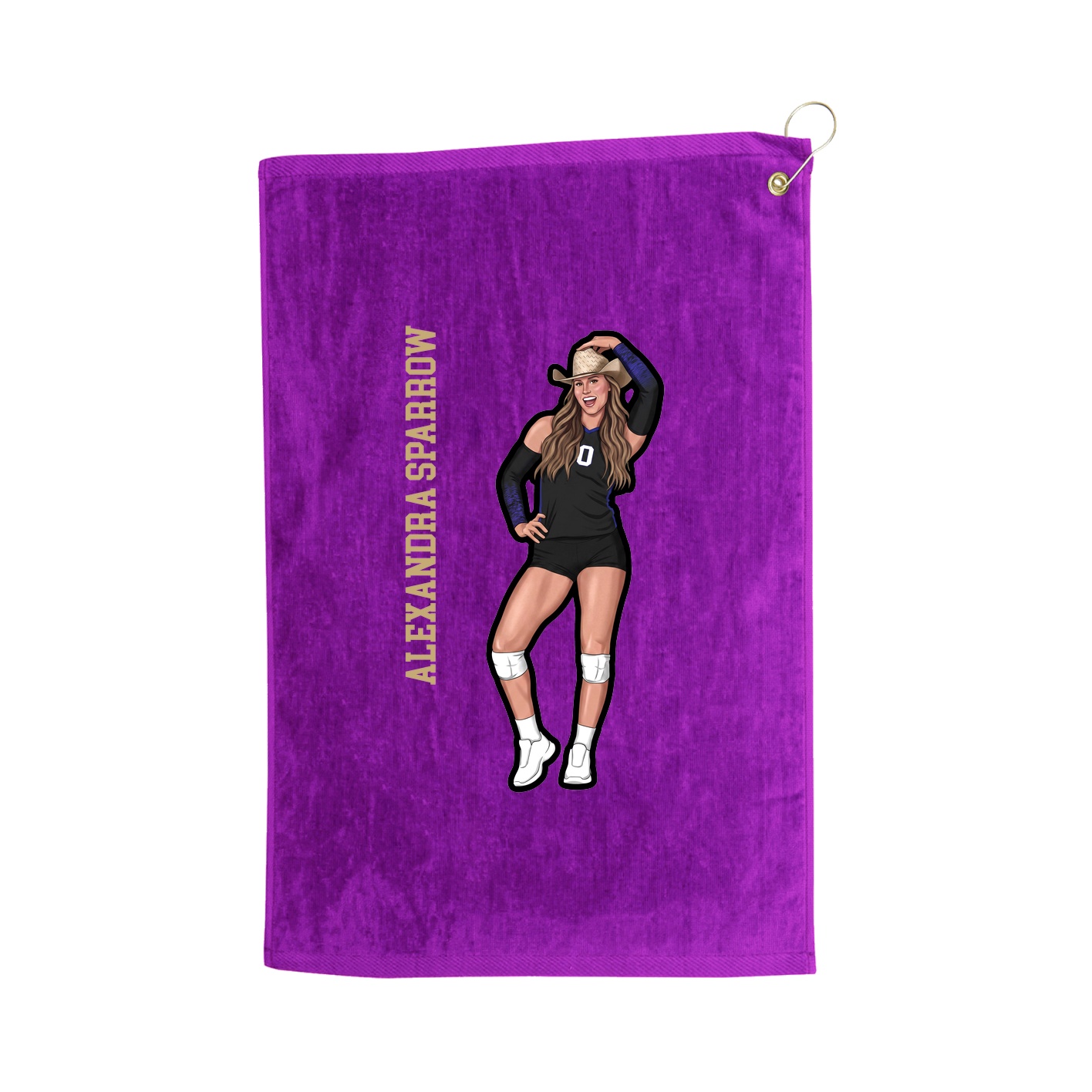 Golf Towel — Name Vertical in Purple