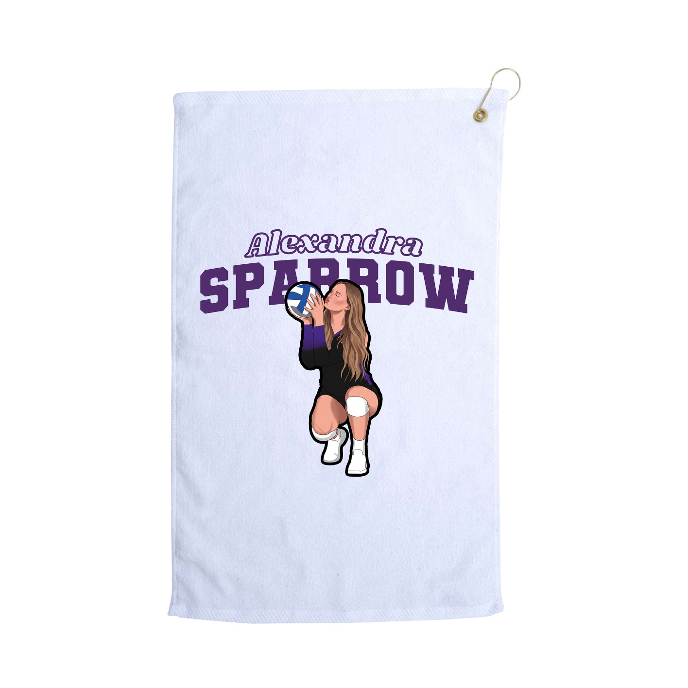 Golf Towel — Name Arch in White
