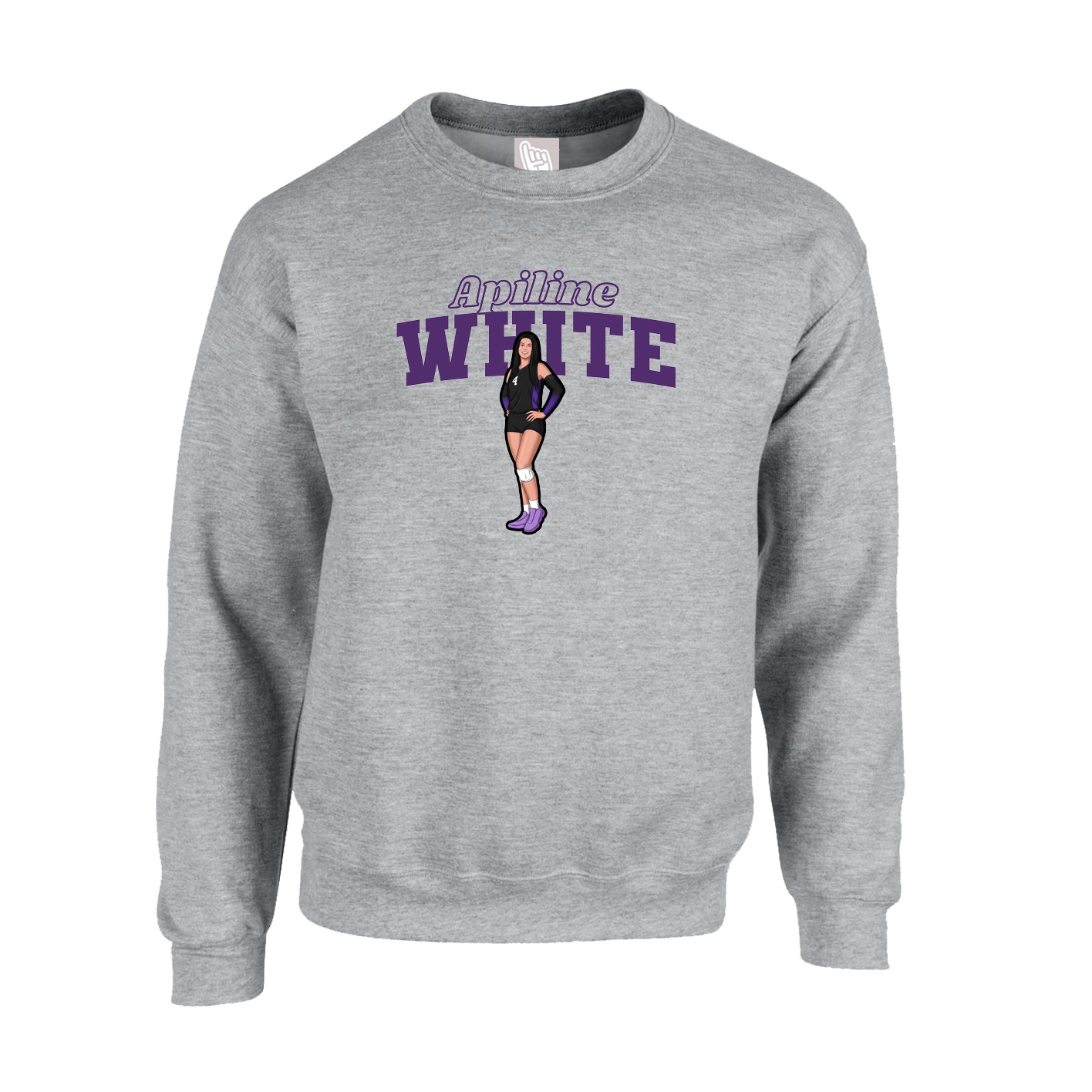 Fleece Crew — Name Arch in Grey