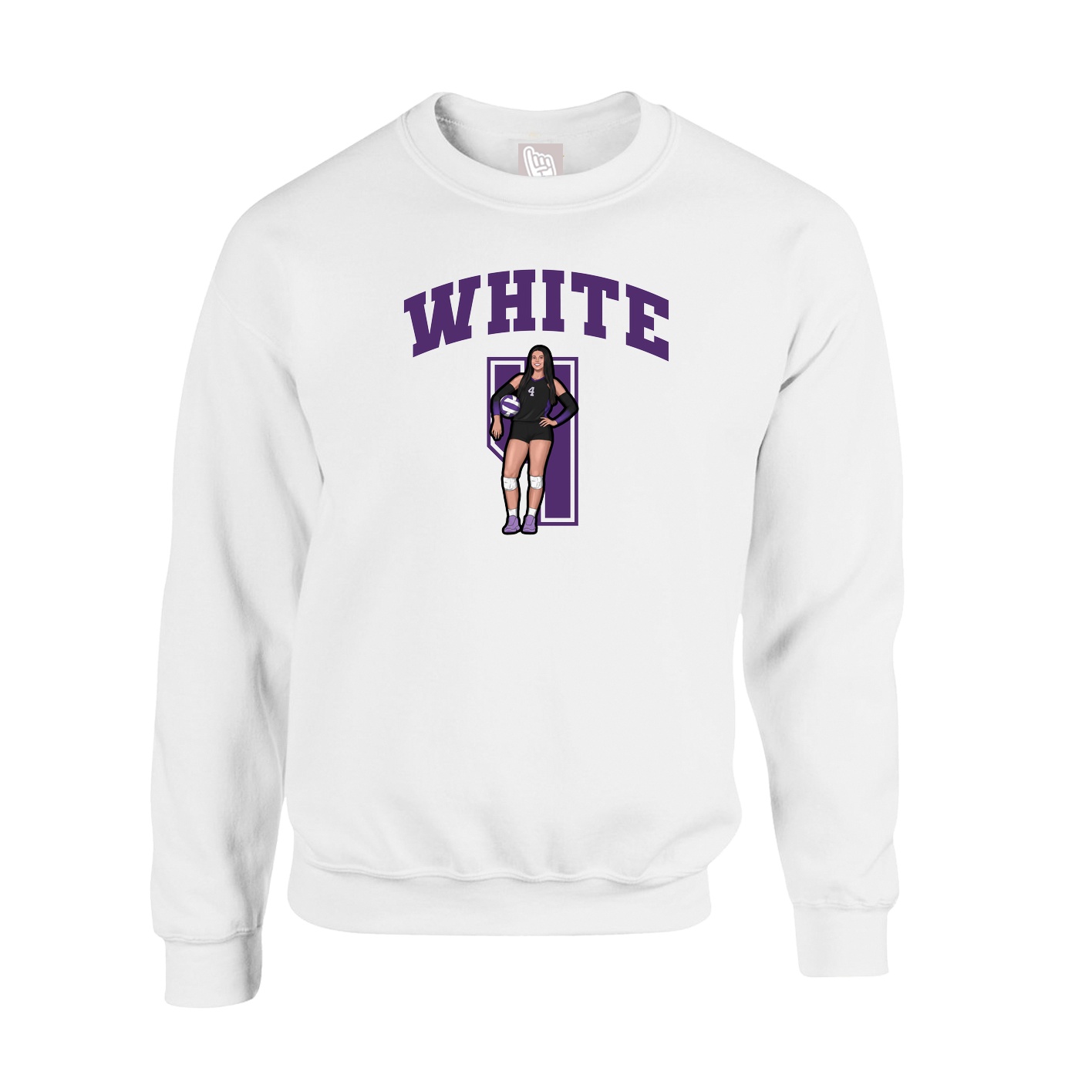 Fleece Crew — Number in White