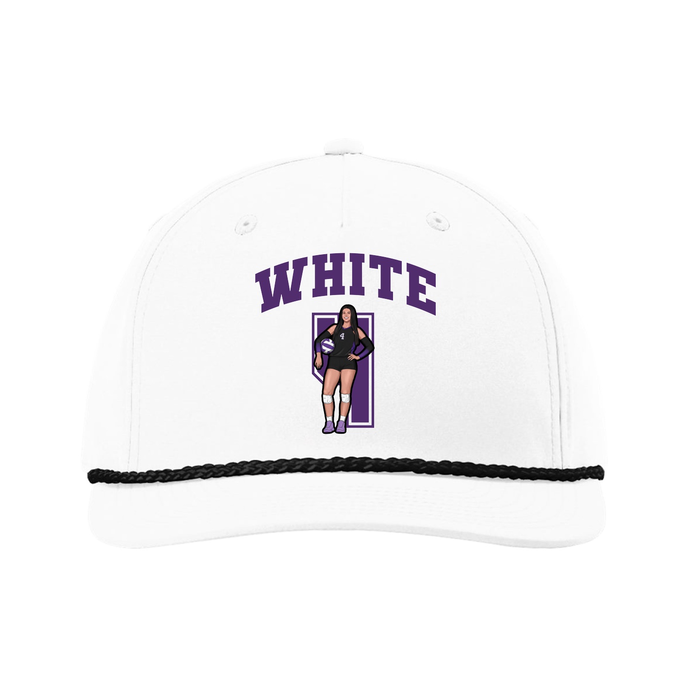 Five-Panel Classic Rope Cap — Number in White