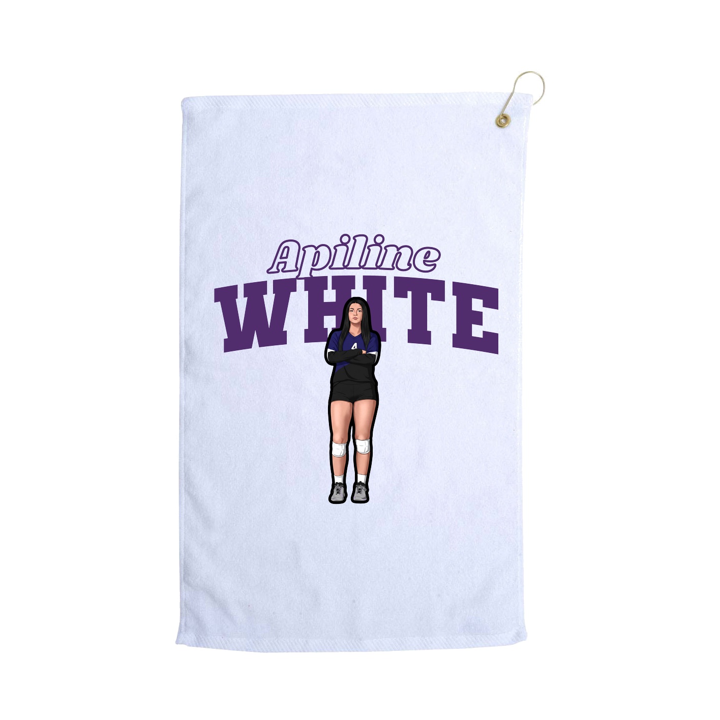 Golf Towel — Name Arch in White