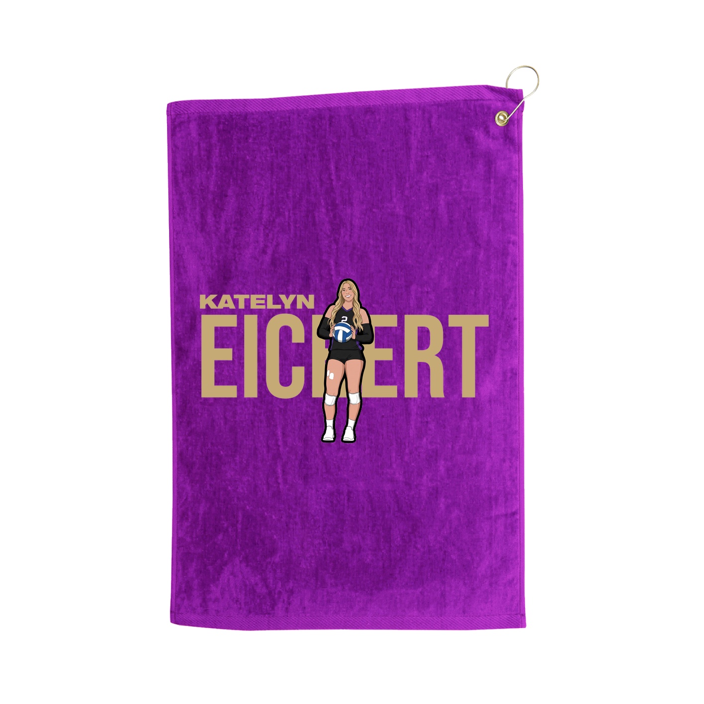 Golf Towel — Player Name in Purple
