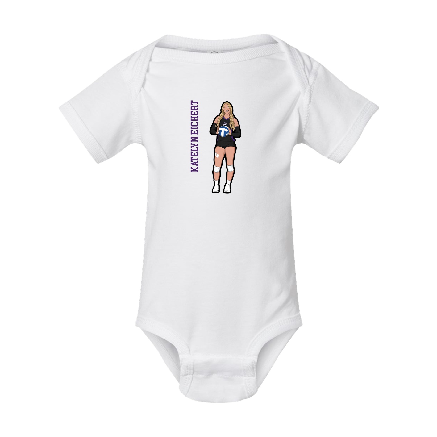 Baby Onesie — Name Vertical in White