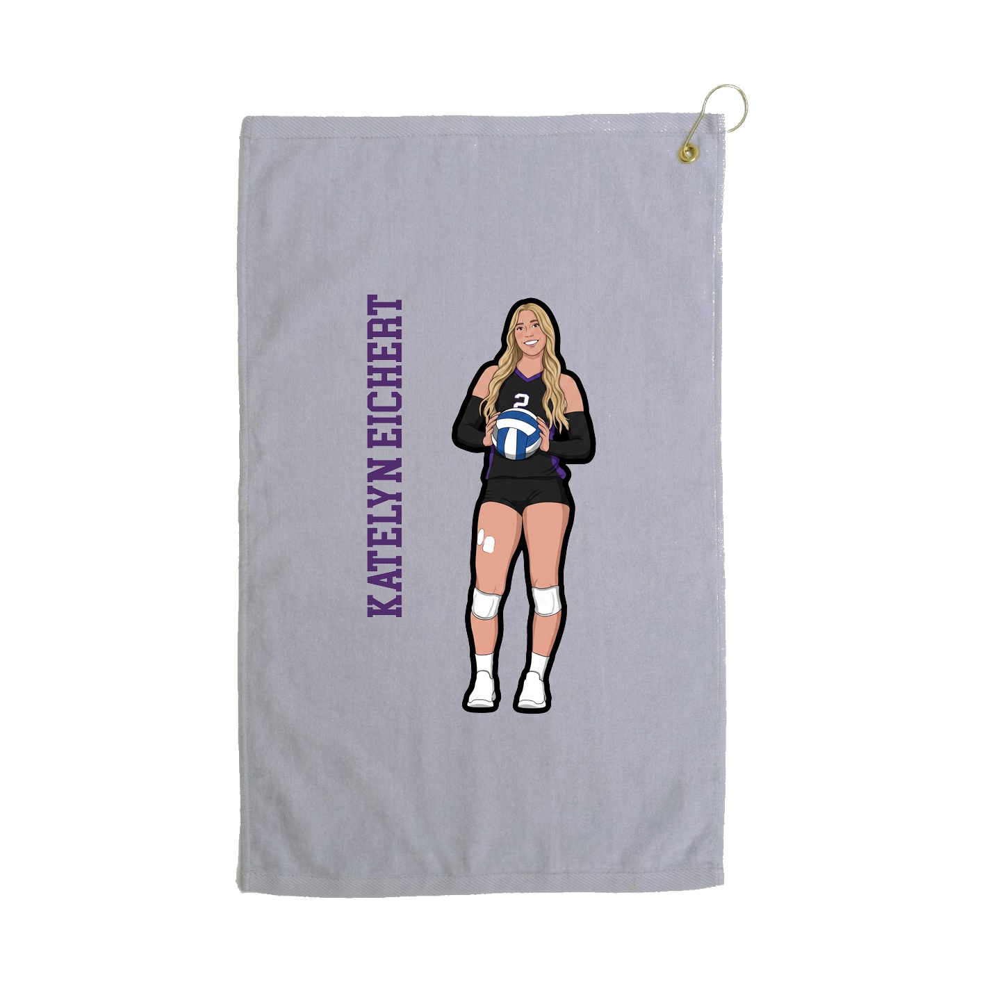 Golf Towel — Name Vertical in Grey