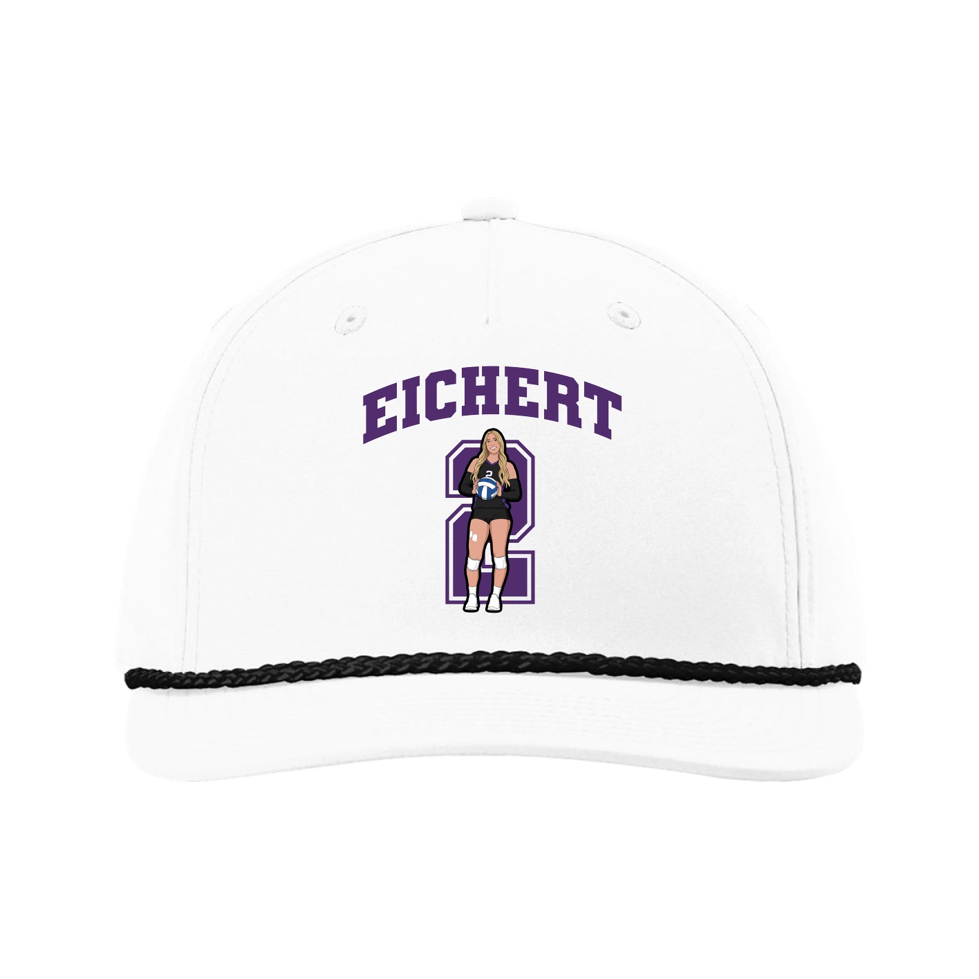 Five-Panel Classic Rope Cap — Number in White