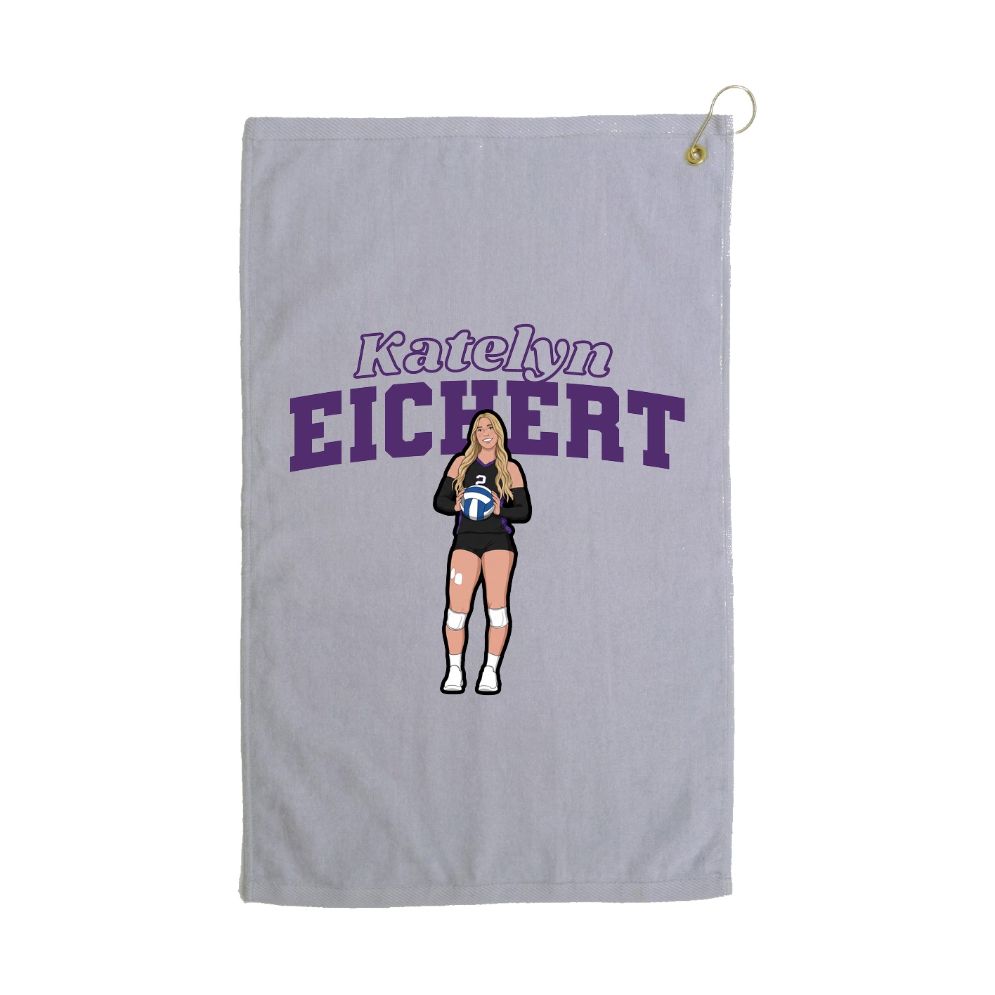 Golf Towel — Name Arch in Grey