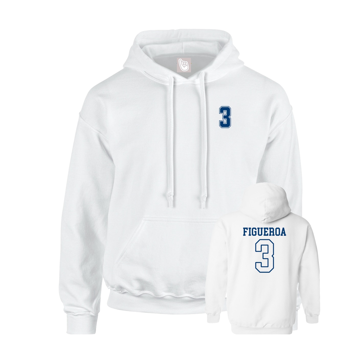 Youth Hoodie — Chest Back in White
