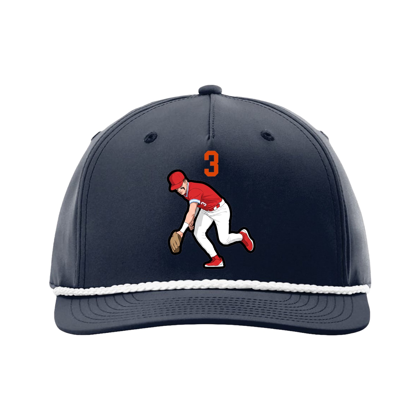 Five-Panel Classic Rope Cap — Number Top in Navy