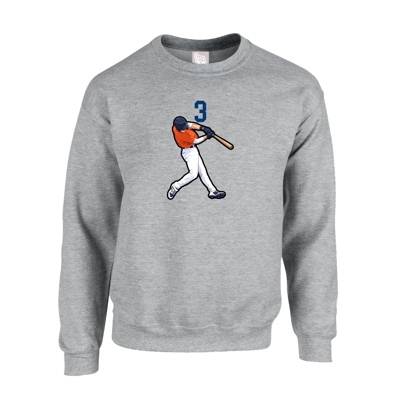 Fleece Crew — Number Top in Grey