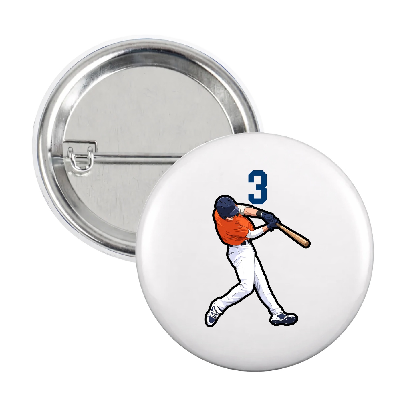 Game Day Button — Number Top in White