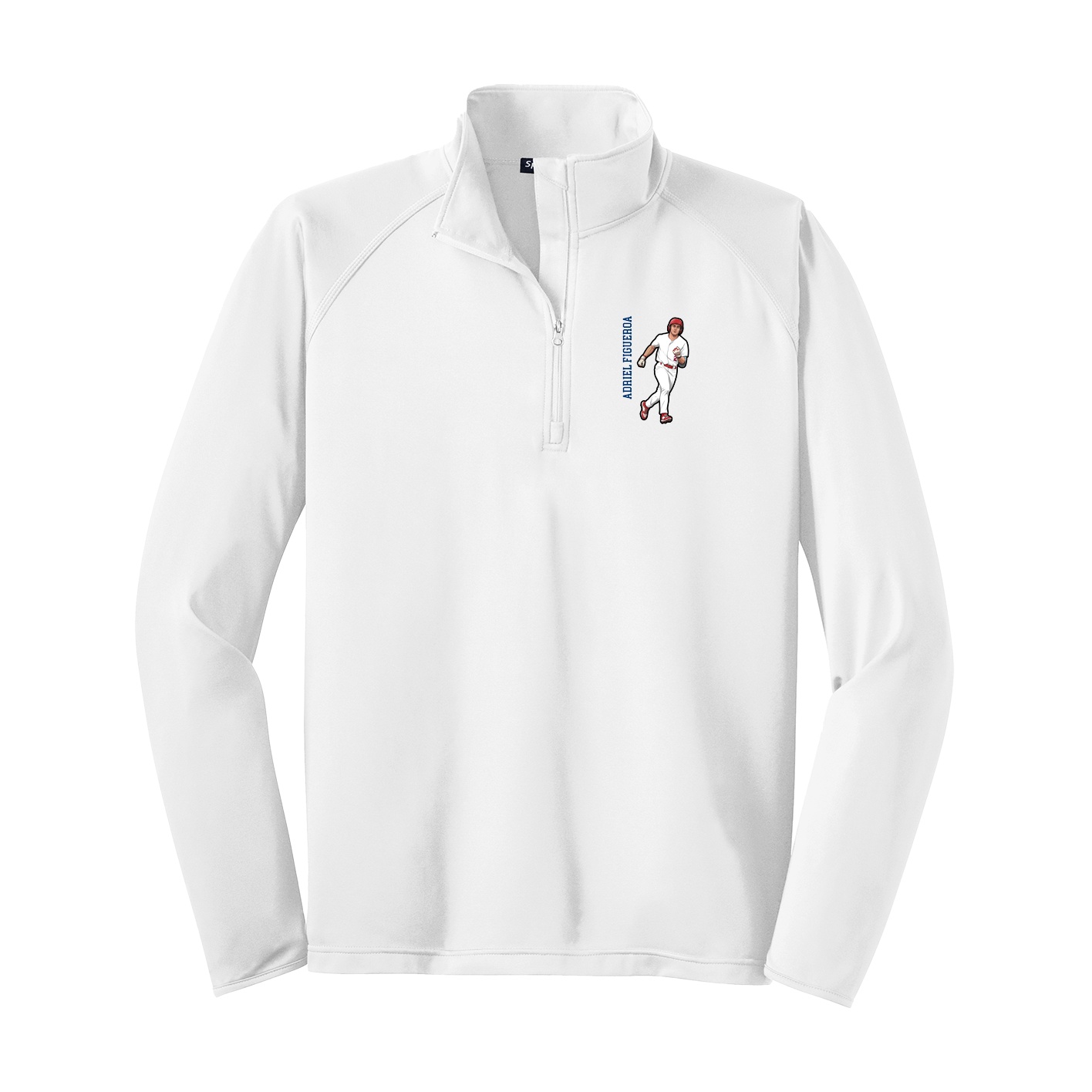 Q-Zip Pullover — Name Vertical in White